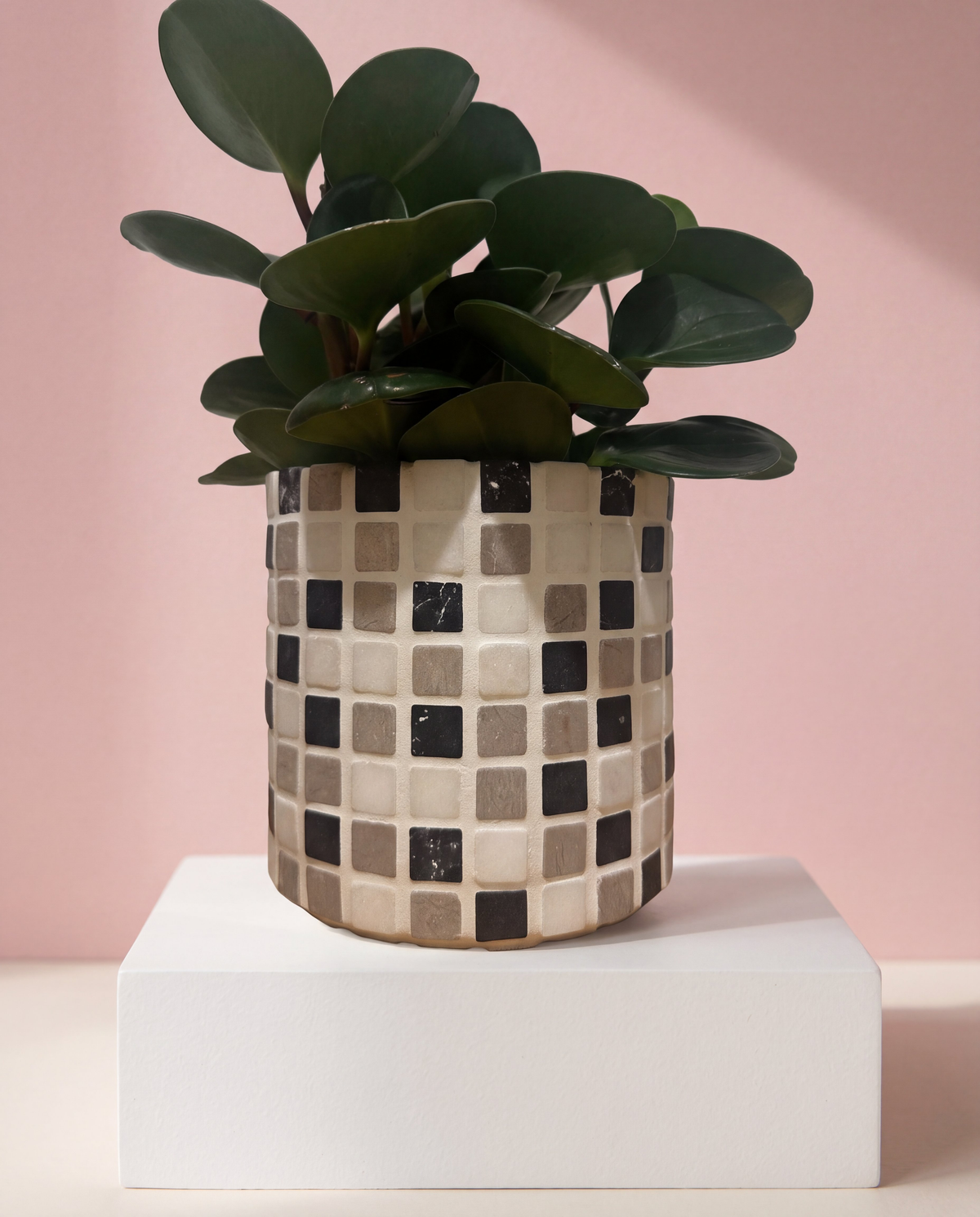 Flowerpot made of natural tiles