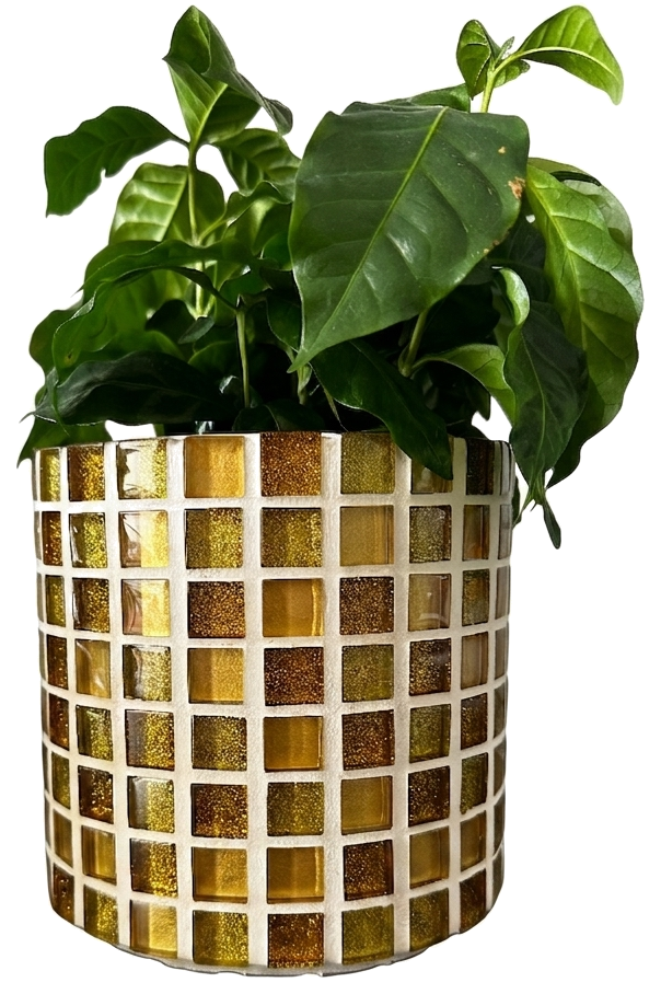 Blumentopf Gold aus Fliesen